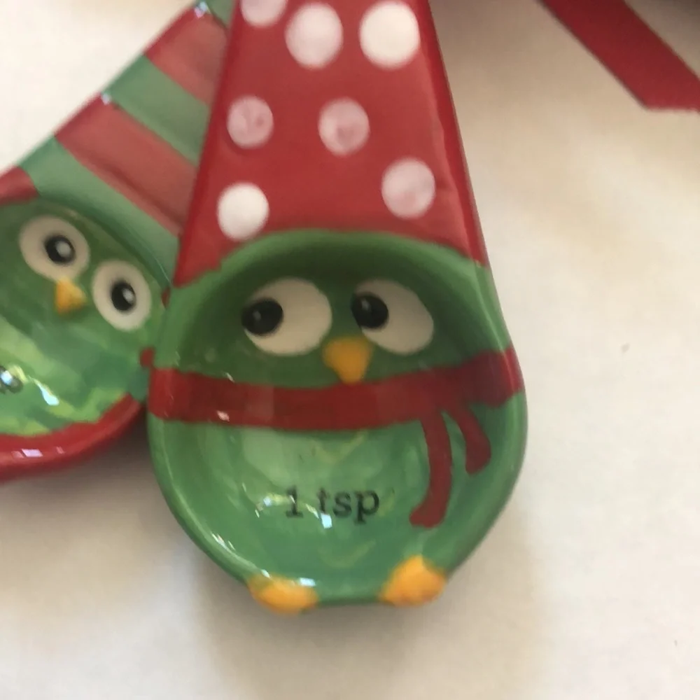 Pier One Hand painted owl ceramic measuring spoon set